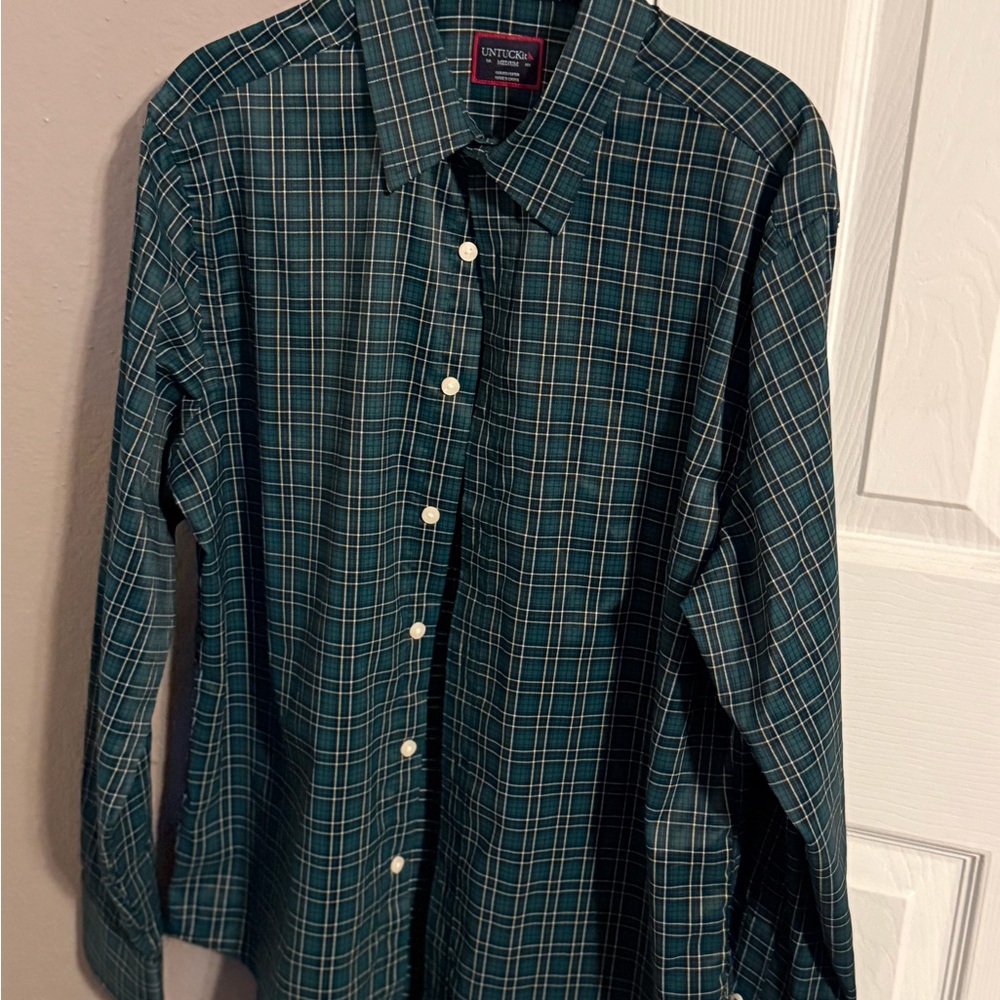UNTUCKit Men's Teal Plaid Button Down Shirt